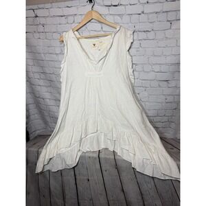Farmhouse Frocks Womens XL White Dixie Tunic Sleeveless Boho Lagan look Flowy